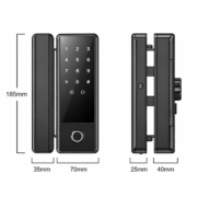 Dimensiones y Medidas de la Cerradura Electrónica KR71 Plano con las medidas y dimensiones de la cerradura electrónica KR71 para hoteles.